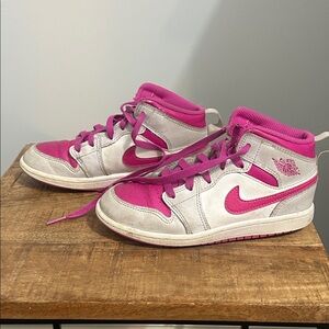 Nike Kids Pink and White High-Top Sneakers